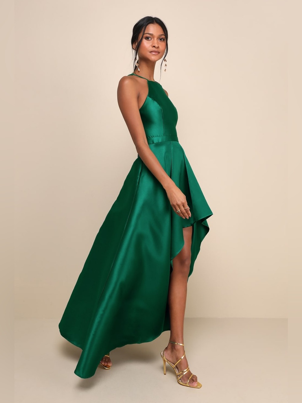 NWT Lulus Broadway Show Emerald Green High-Low Gown - Size M - Picture 1 of 7